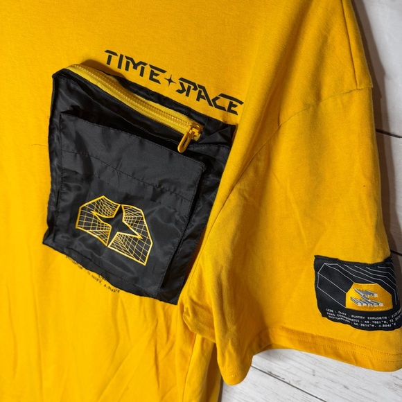 TIME + SPACE Yellow Graphic Pocket-Zip Tee Streetwear XL Rare - Picture 3 of 6